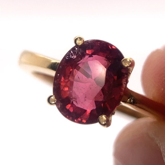 Rubellite 2.42ct Solid 18K Yellow Gold Ring - Picture 1 of 7